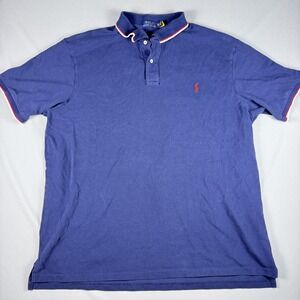 Polo Ralph‎ Lauren Polo Shirt Mens 3XLT Blue Red Pony Short Sleeve Classic Fit